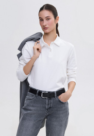 Лонгслів-поло молочний